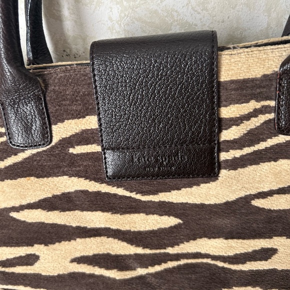 Kate Spade Zebra Print Turnlock Tan And Brown Shoulder Bag Rare - Picture 3 of 5
